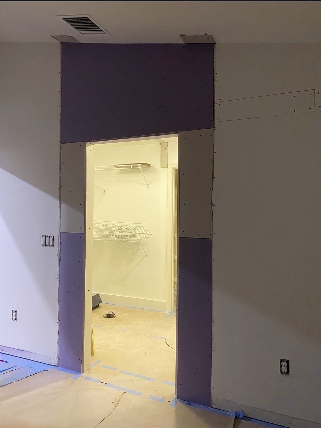 Interior doorway framing in progress
