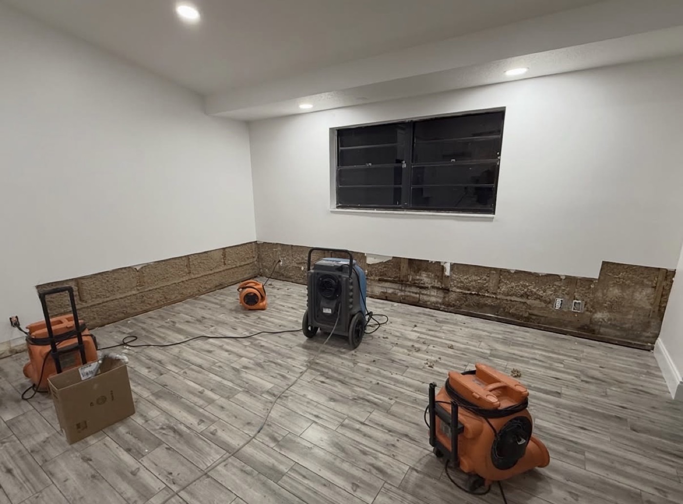 Drywall repair in progress